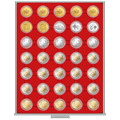 Box monnaies avec alvéoles ronds pour monnaies et séries de monnaies sous capsules